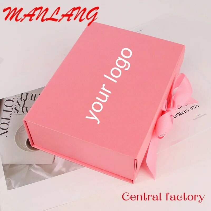 Custom Mailer Opvouwbare Papieren Verpakking Opvouwbare Magnetische Verpakking Dozen Met Lint Voor Schoenendozen Voor Geschenksets Met Bruiloft