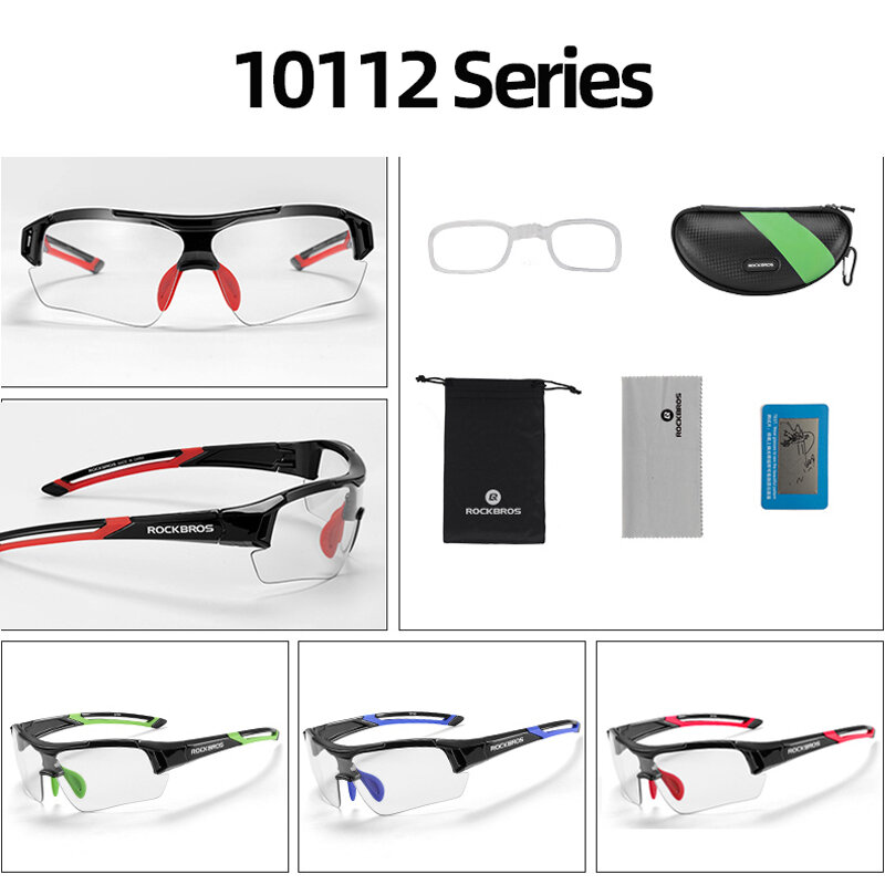 Rockbrosフォトクロミックサイクリングメガネ、自転車アウトドアスポーツサングラス、変色メガネ、mtbロードバイクゴーグル、バイク眼鏡