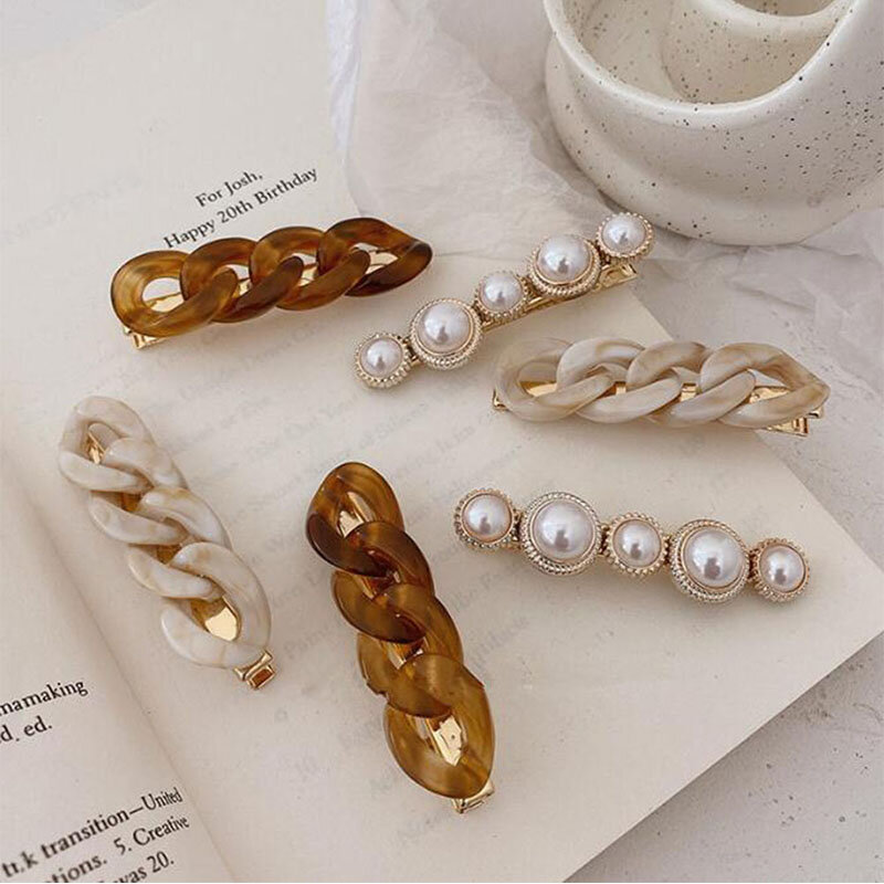 Pinzas para el pelo de cadena hechas a mano para mujer y niña, pasadores largos de Color dorado, horquilla de moda coreana, accesorios para el cabello, regalos, novedad