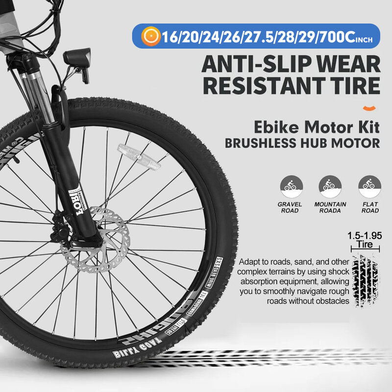 Electric Bike Conversion Kit 36V48V 250W Rear Cassette Hub Motor Wheel Brushless Geared Motor with 16/20/24/26/27.5/28/29‘’ 700C
