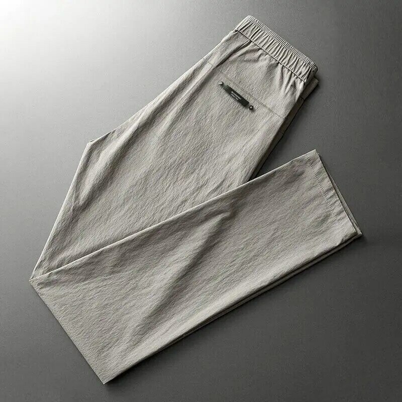 2024 Summer Men's New Patchwork Elasticized Drawstring Pocket Fashion Solid Color Comfortable Slim Fit Versatile Casual Pants