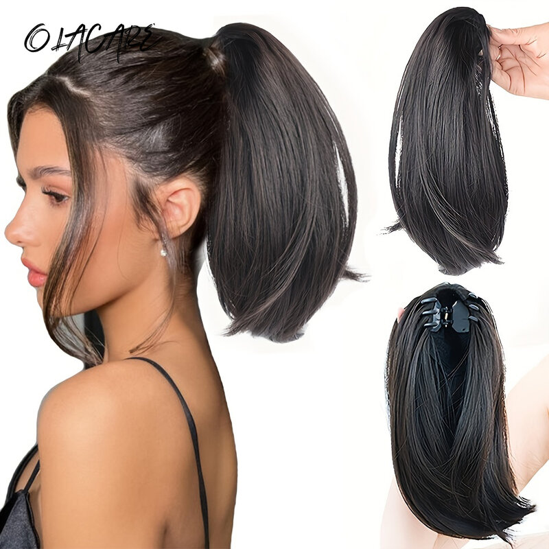 Synthetic Ponytail Claw Clip Ponytail Extensions Short Straight Ponytail Natural Wig Ponytail Ladies Ponytail Black Hair Clip