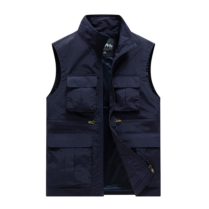 BOLUBAO 2024 Outdoor Casual Vest For Men Multi-Pocket Solid Color Slim-Fit Coat High Quality Street Fashion Casual Vest For Men