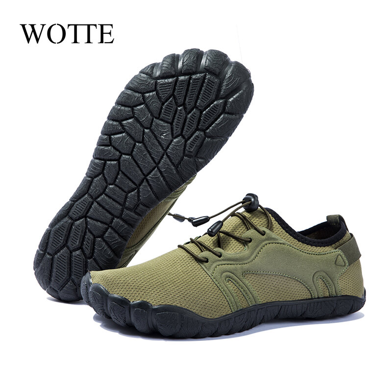 Wotte男性カジュアルシューズメッシュ通気性軽量男靴ワイドビッグサイズ 40-50 穴インソール速乾性靴zapatillas