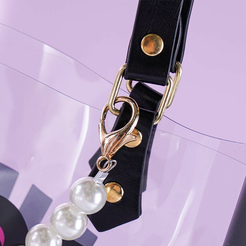 Sanrio Kuromi Fashion trasparente Totes femminile Casual estetico carino borse con catena di perline Y2k nuova borsa a tracolla borse da donna