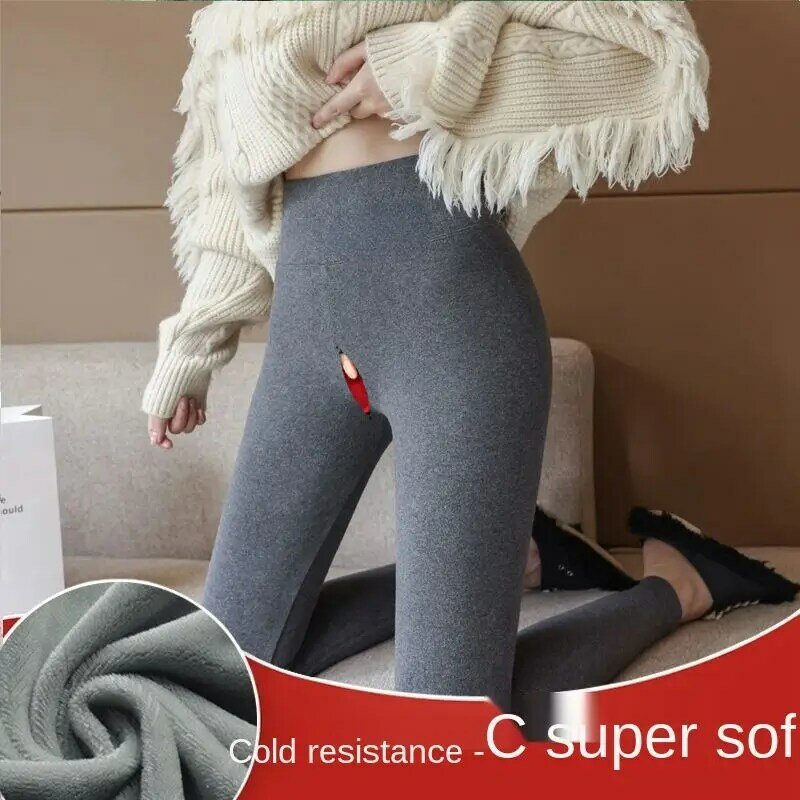 Women's Winter Velvet Padded Thickened Outer Wear with Double-Headed Invisible Zipper High Waist Slimming Date Field Battle