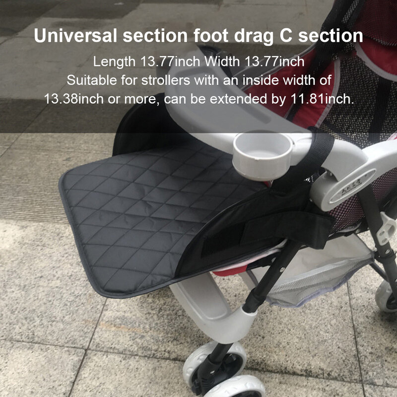 Universal Baby Stroller Footrest Adjustable Belt Leg Rest Footboard Toddler Handrail Mounted Feet Extension 35x35cm