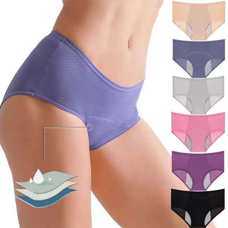 Bragas menstruales absorbentes de 3 capas para mujer, ropa interior fisiológica a prueba de fugas, multicolor, opcional, nuevo
