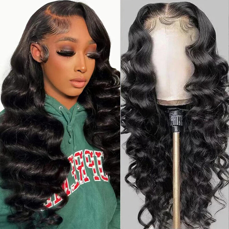 Wear To Go Loose Deep Wave Wigs Human Hair Pre Plucked Cut 30Inch Lace Frontal Human Hair Wigs 4x4 Loose Wave Closure Wigs