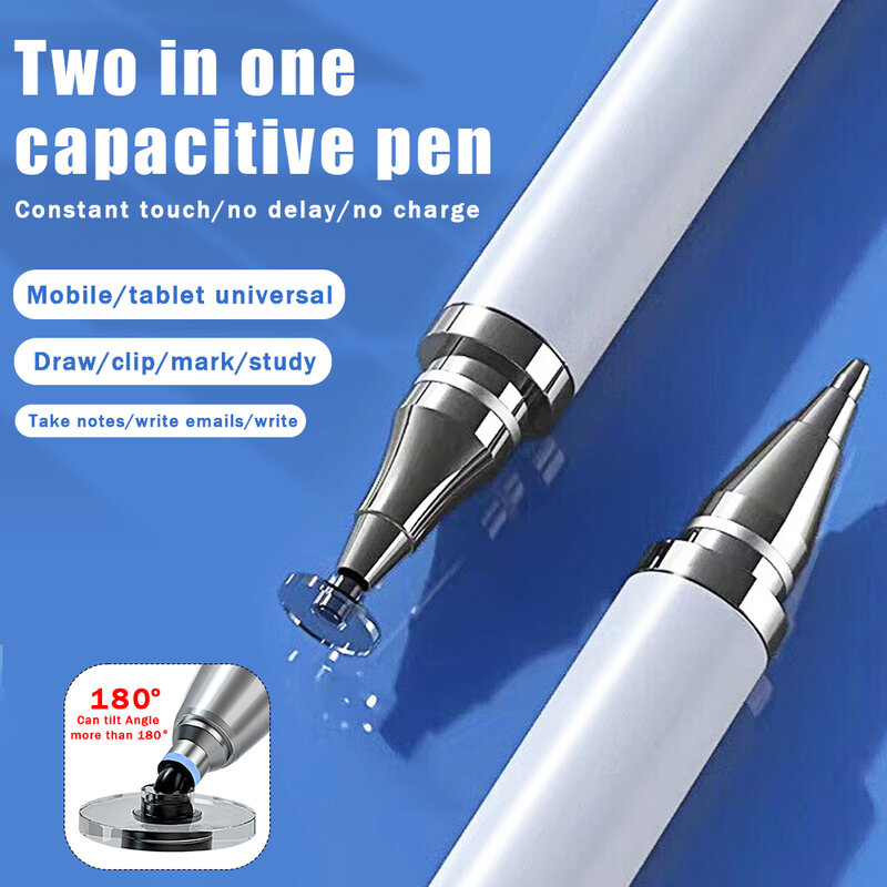 Pensil Stylus 2 In 1 untuk ponsel, pena Stylus sentuh kapasitif untuk Iphone Samsung Universal, layar pensil gambar ponsel Android
