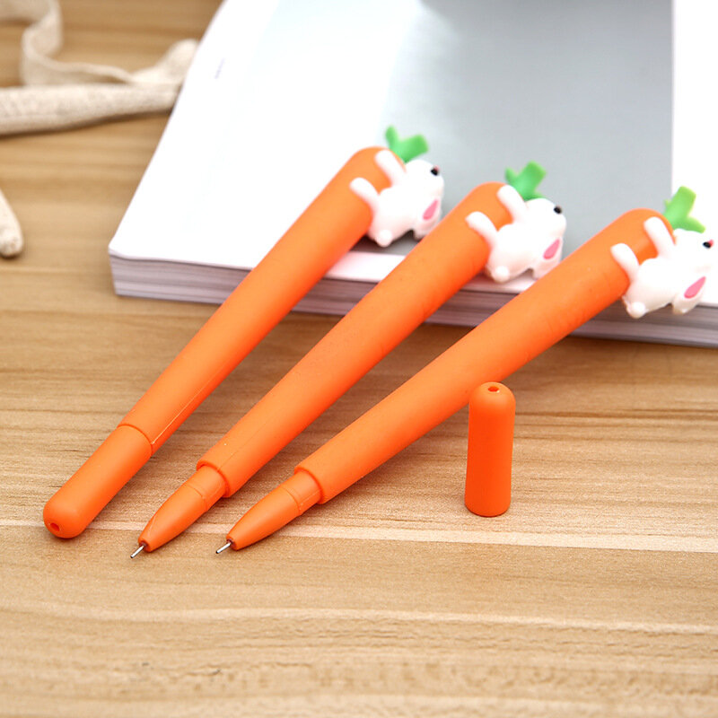 Koreański nowy cute cartoon kreatywny biały królik miłość marchew studenci czarne pióro neutralne podpis biurowy pióro biurowe dla biura