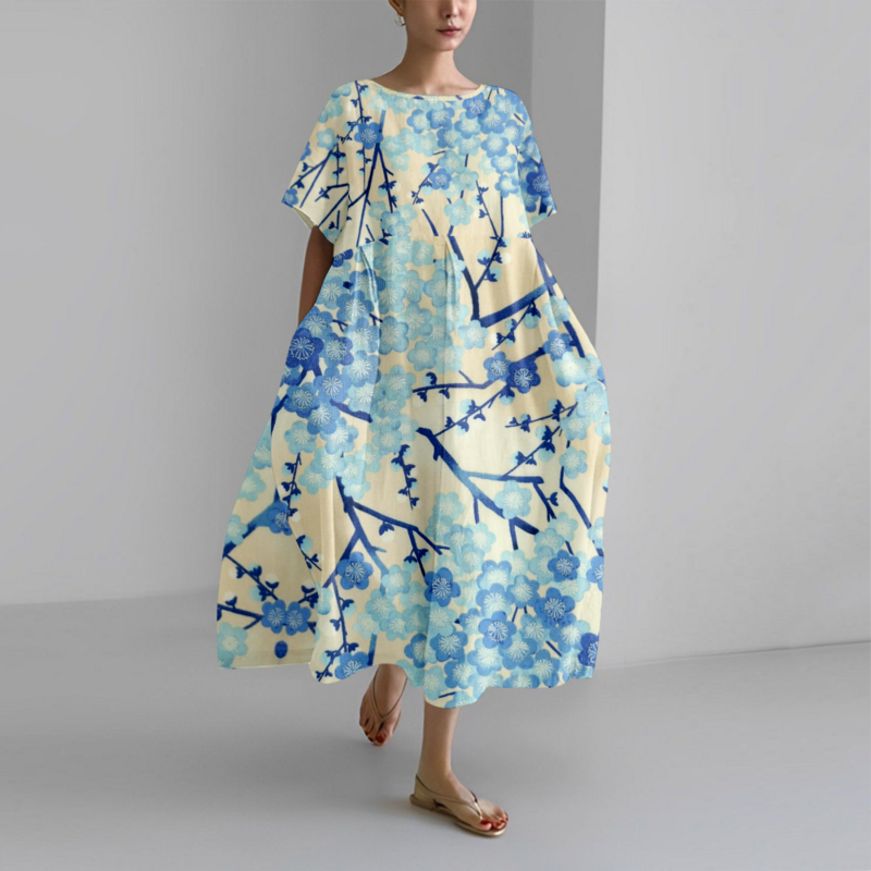Robe de plage de luxe pour femmes, bleu, maxi, surdimensionnée, élégante, été