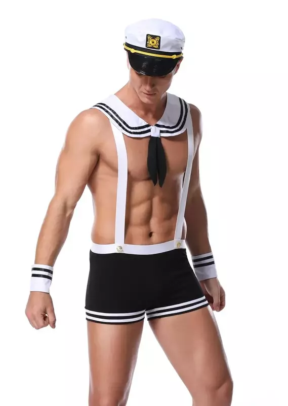 Dorosły męski seksowny marynarski gorący erotyczny Slim Fit biały mundur marynarski