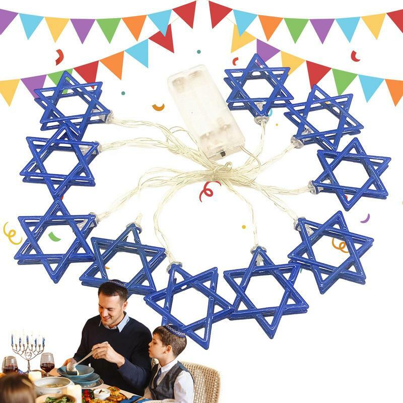 Lampu jendela Hanukkah, cahaya dekorasi jendela Hanukkah, dudukan malam portabel, tali perapian LED untuk jendela