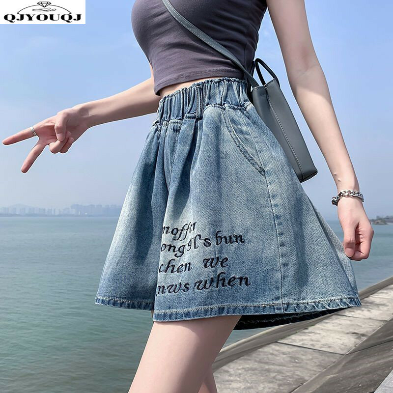 Spring and Summer Oversized Denim A-line Wide Leg Hot Pants Loose High Waisted Slimming Casual Women's Shorts