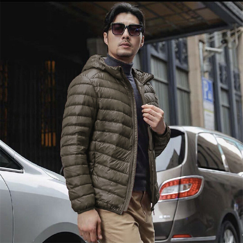 Doudoune fine à capuche pour homme, manteau court, grande taille, Ultra-léger, à la mode, nouvelle collection automne hiver