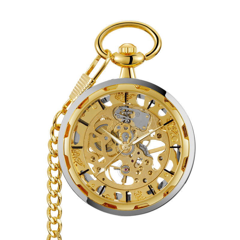 Retro Steampunk szkielet mechaniczny zegar zegarek kieszonkowy Fob naszyjnik wisiorek ręcznie nakręcany męski prezent damski łańcuszek