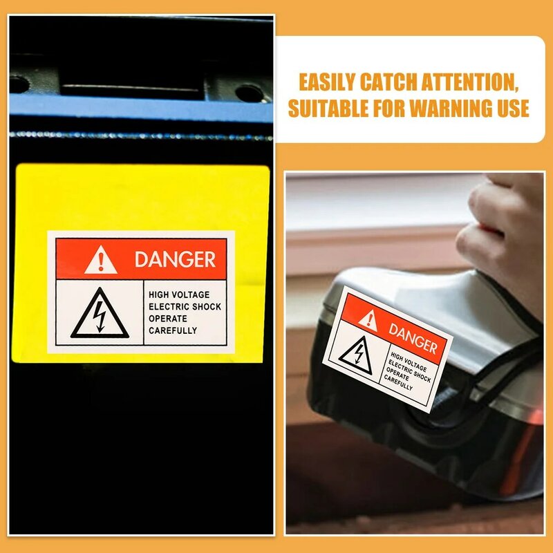 8 Stuks Voorzichtigheidsteken Hogedruk Anti-Elektrisch Label Huisdierfolie Schokt Labels Voor Voorzichtigheid