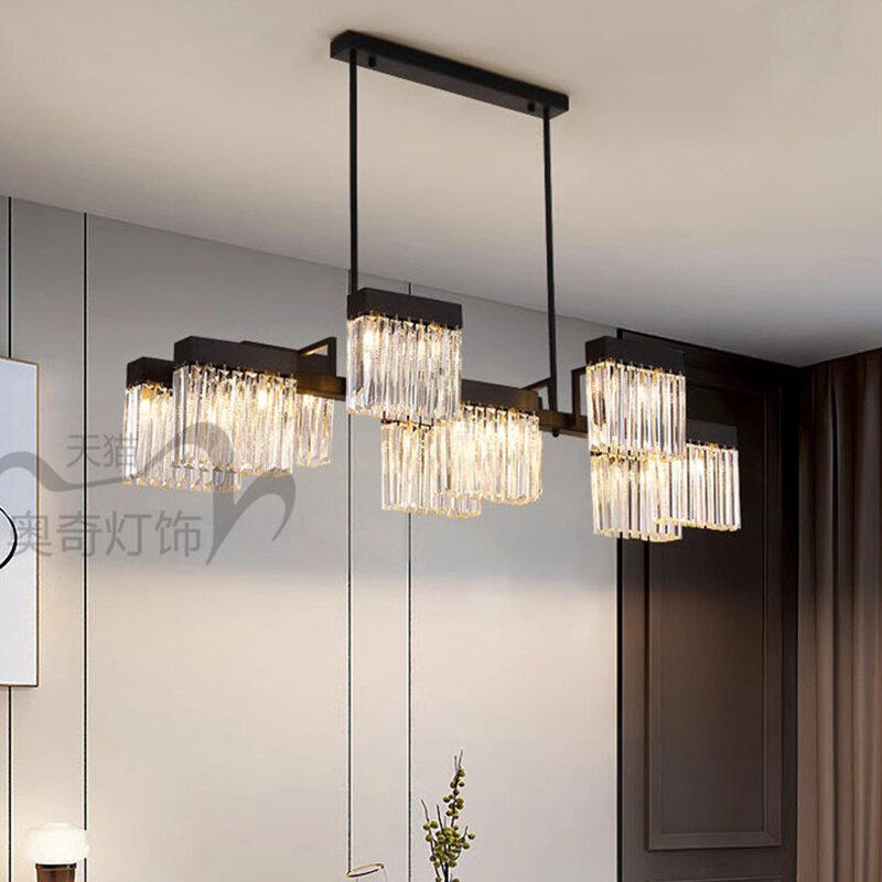 Plafonnier LED suspendu en cristal au design moderne, éclairage d'intérieur, luminaire décoratif de plafond, idéal pour un salon ou des escaliers