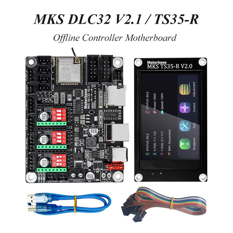 Mesin ukiran Laser Motherboard Makerbase MKS DLC32 V2.1 32Bit papan kontrol Wifi TS24/TS35-R mendukung 20W/40W modul Laser