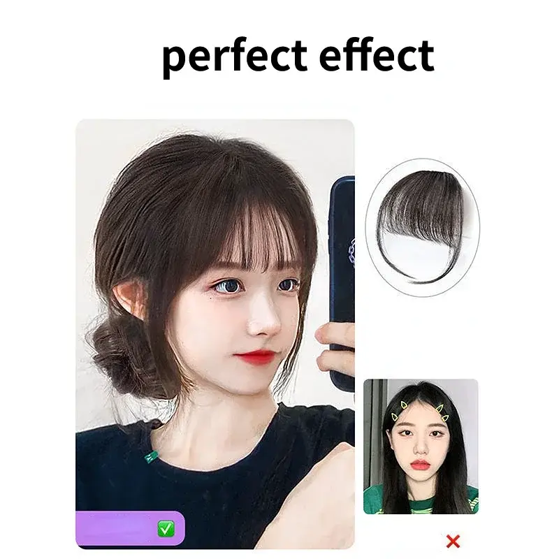 Fałszywe powietrze grzywka narzędzia do stylizacji włosów spinka do włosów przedłużanie włosów syntetycznych fałszywe frędzle naturalne fałszywe Hairpiece kobiety klip w grzywce