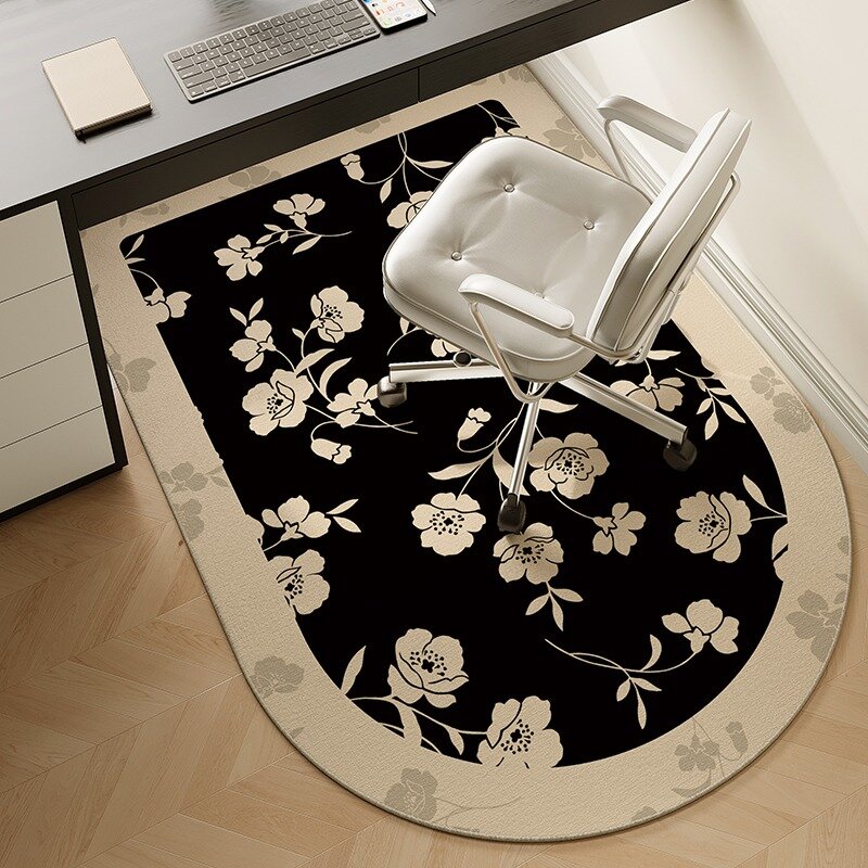 Study Carpet Desk Floor Mat Office Chair Retro Non-slip Home Decoration Rug Bedroom Living Room Table Carpets Plant Flower