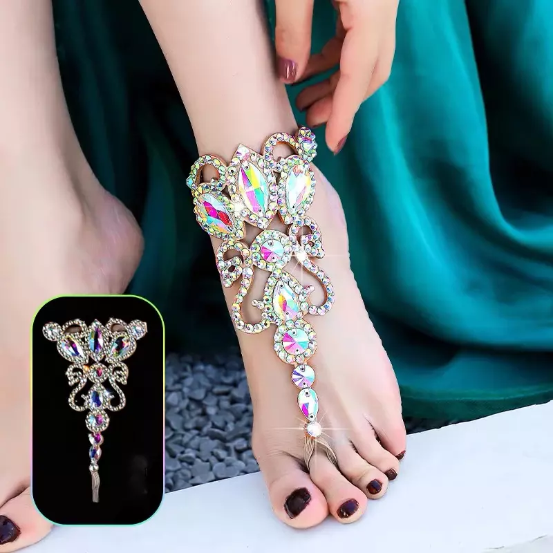 Bracelet de cheville clouté de diamants pour femme, accessoires de performance pour la danse du ventre, accessoires de main ou de pied pour adulte, haut de gamme