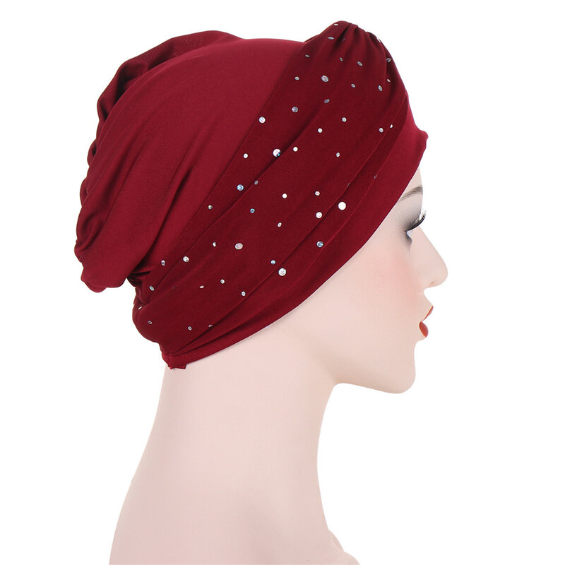 Women Muslim Knot Twist Head Turban Wrap Cover Cancer Chemo Islamic Arab Cap Hat Hair Loss Bonnet Beanies Hijab Headscarf Hats