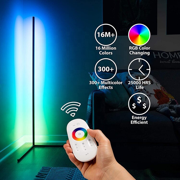 Diskon besar-besaran 2021 lampu lantai sudut Tripod Modern Minimal lampu berdiri kamar tidur lampu lantai LED RGB pintar