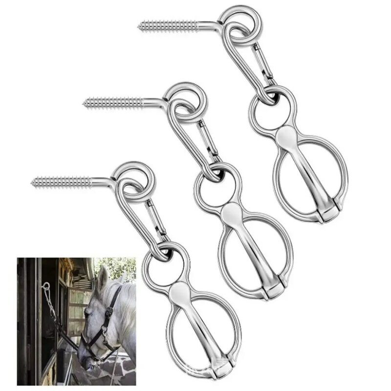 Silver Horse Tie Ring Quick Snap Durable Tie Horse Buckle Easy Release Stainless Steel Horse Trailer Ties