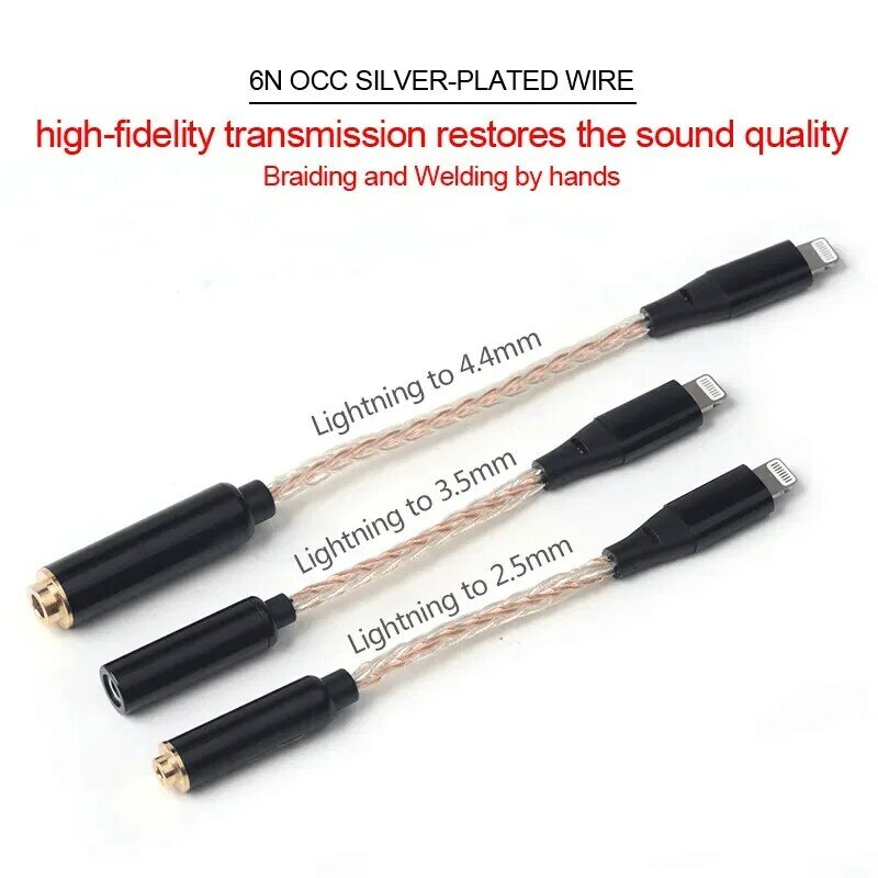 Yongse ys02 adaptador cabo light-ning para 3.5/2.5/4.4 adaptador com mic/controle de linha de apoio, função de chamada de voz