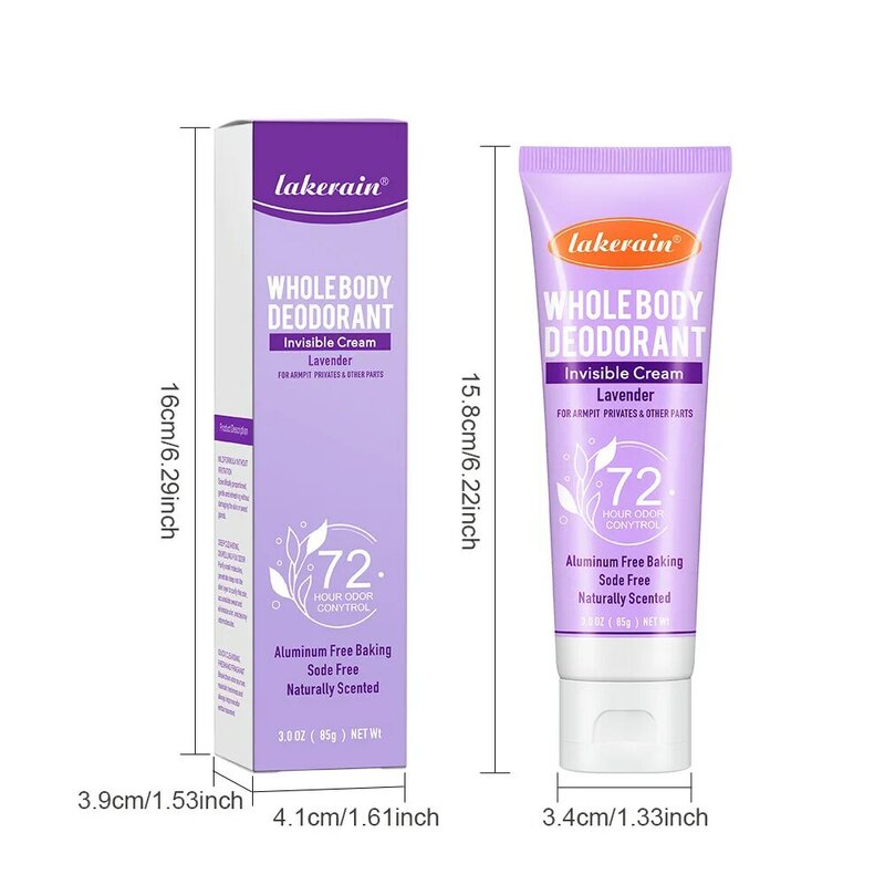 Lakerain Body Deodorant 72 Hours Long Lasting Moisturizing Fresh Cream Full Body Deodorant Fruit Deodorant Wholesale Cosmetics