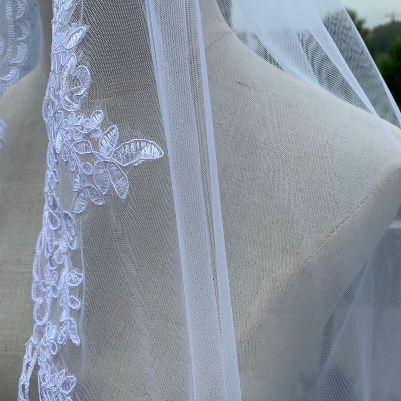 Única camada de renda véu curto feminino estilo coreano casamento vestido véu acessórios vendas diretas da fábrica