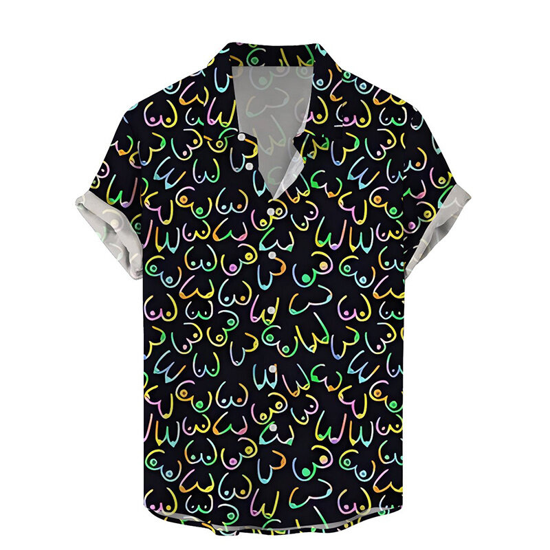 Harajuku Summer New 3D Printing Hentai Styles Shirts Plant Mushroom Graphic Short Shirts Men Fashion Cool Blouses Shirts Clothes