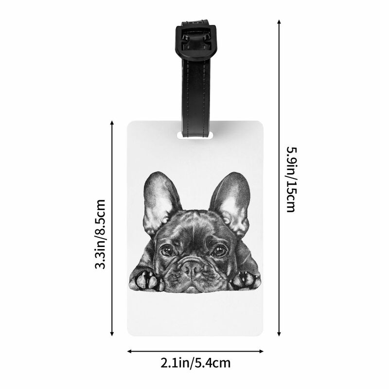 Benutzer definierte Frenchie Hund Französisch Bulldogge Gepäck anhänger mit Visitenkarte Privatsphäre Abdeckung ID-Etikett für Reisetasche Koffer