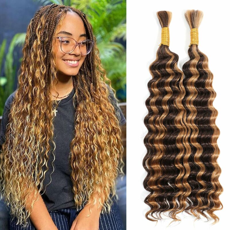 Colorful Human Hair Bulk  Extension No Weft Deep Curly Virgin Human Hair Bulk Hair Weaving  African Women Easy Braiding