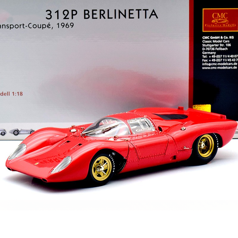CMC-liga de metal estática carro modelo brinquedo, Berinetta Rennsport Coupe, simulação totalmente aberta, edição limitada, 1:18, 312P, 1969
