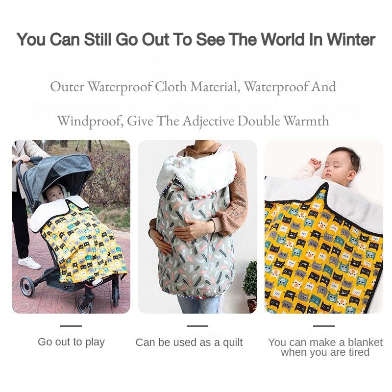 Wiatroodporny koc do wózka dziecięcego, z ciepłym płaszczem dla dzieci, jesienno-zimowa wycieczka, pogrubiony płaszcz z polaru