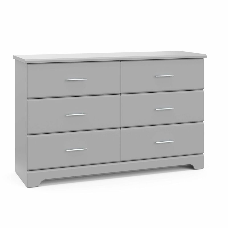 Brookside 6 Drawer Double Dresser (Pebble Gray) – GREENGUARD Gold Certified, Easy-to-Match Double Dresser