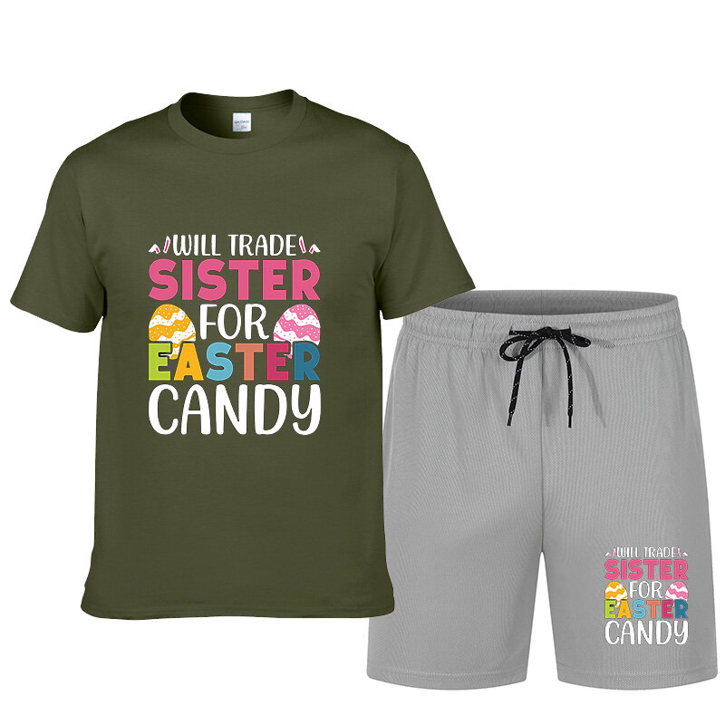 T-shirt a maniche corte girocollo da uomo estate cartoon monogram picture print pantaloncini con coulisse abito a due pezzi