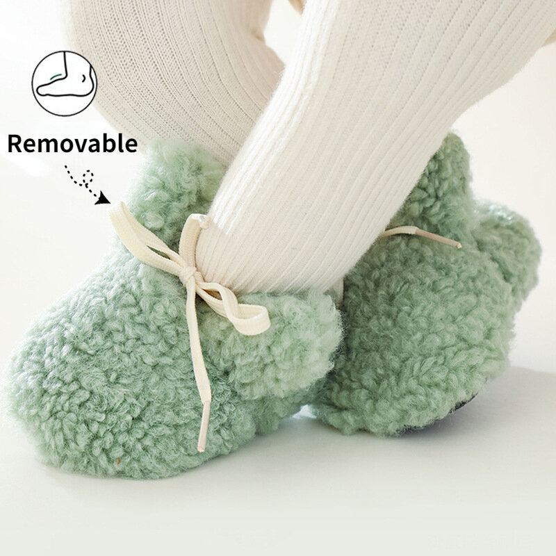 Baby Socks Winter Baby Boy Girl Booties Fluff Soft Toddler Shoes First Walkers Anti-slip Warm Newborn Infant Crib Shoes Moccasin