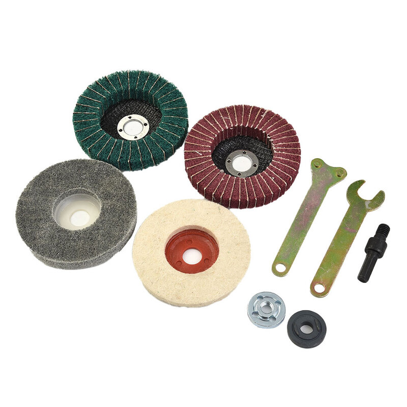 Kit de pulido de solapa de amoladora, accesorios de pulido de disco, equipo de taller, tela de nailon, lana, varilla de Metal, madera y plástico