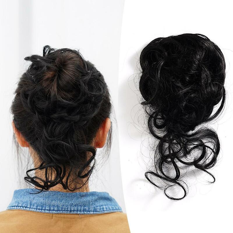 Wig Disc Clip Meatball Hair Bun Clip Synthetic Fiber Women Natural Realistic Gloss Increase Hair Volume Bun Elastic Headband
