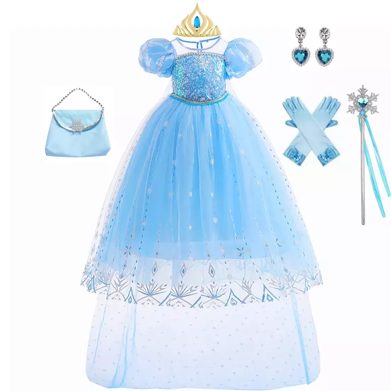 Elsa Kleid Mädchen Kinder Halloween Cosplay Prinzessin Kleid Kinder Geburtstags feier Kleidung verkleiden