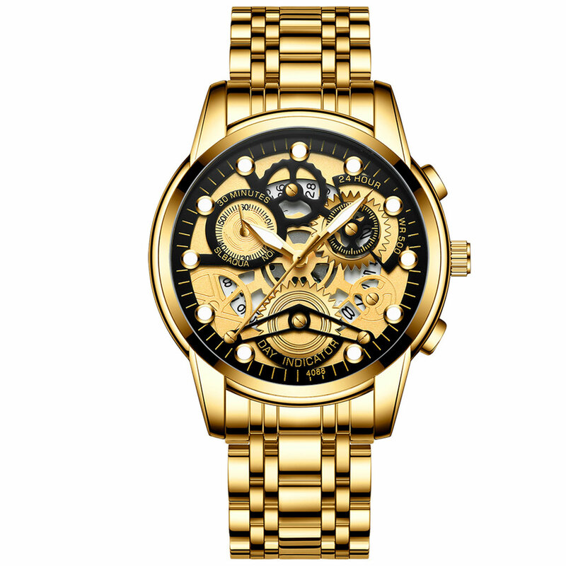 Stainless Steel Trend Quartz Watch nível impermeável Relógios de pulso casuais para marido e namorado, presente de aniversário, 30m