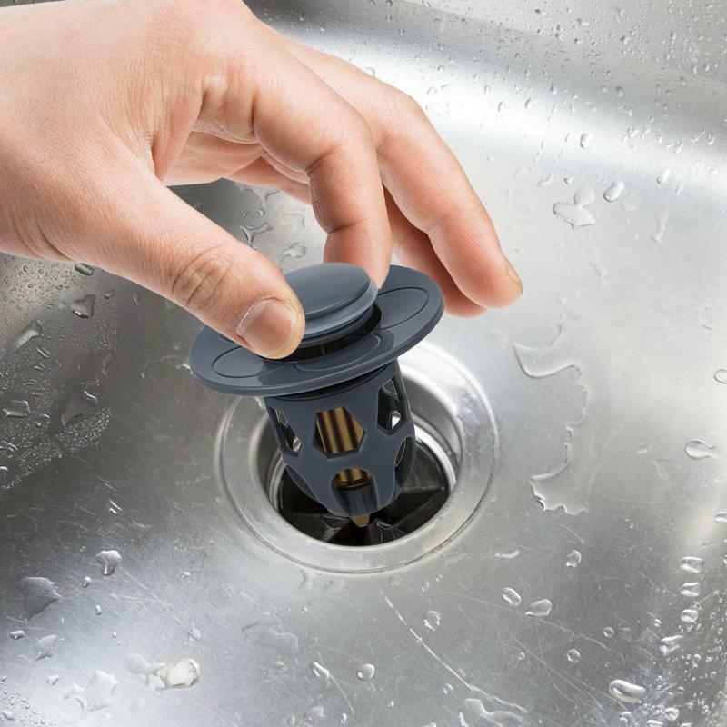 Uniwersalny korek umywalka do łazienki ze stali nierdzewnej typu Push typu Bullet Core z sitkiem zapobiegającym zatykaniu do umywalki