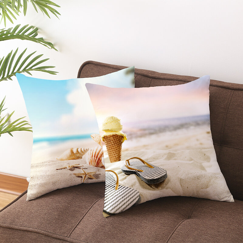 Funda de almohada de mar para decoración del hogar, cubierta de cojín de playa para sofá, funda de almohada Sunshine Life, gran oferta, verano, 45x45, 2025