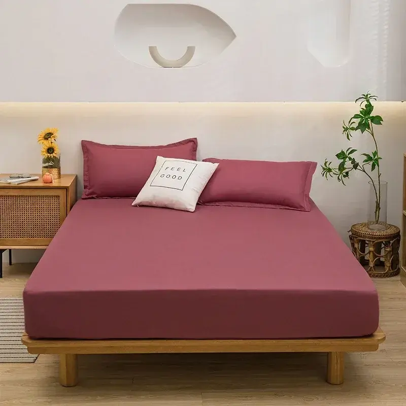 Anti tampa protetora do colchão do deslizamento, folha de cama lavável do algodão, cobertura completa, cor sólida, 245