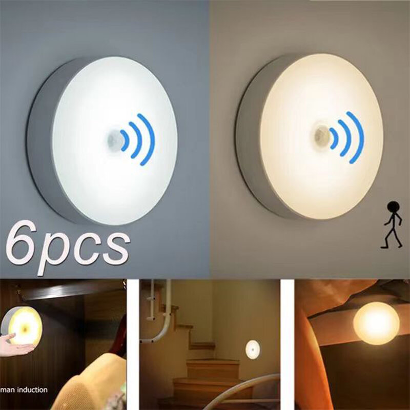 PIR Motion Sensor LED Night Light USB Rechargeable Night Lamp For Kitchen Cabinet Wardrobe Lamp Staircase Wireless Closet Light