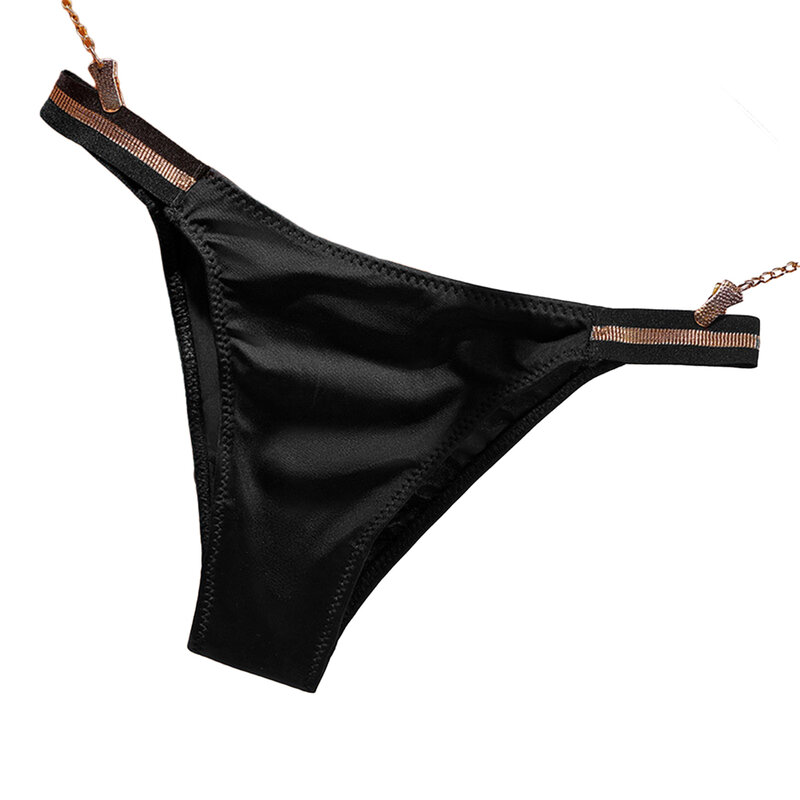 Tanga de Bikini con espalda en T para mujer, lencería lateral delgada de satén, ropa interior de tiro bajo sin costuras, bragas finas transpirables
